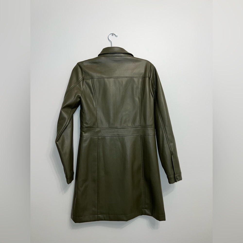 Olive Green Leather Dress